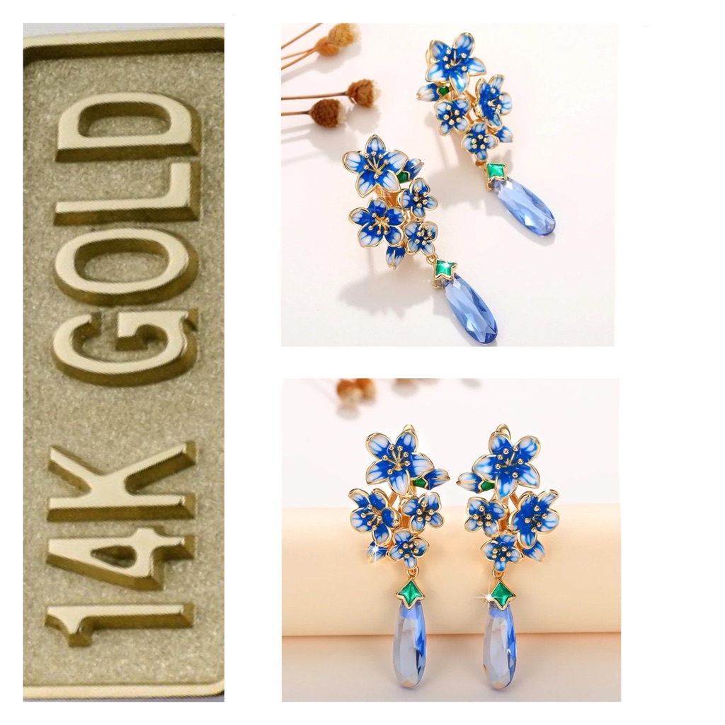 14k Gold Plated Flower Earrings